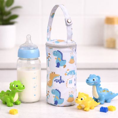 biberon sac isotherme gri dinosaures colorés