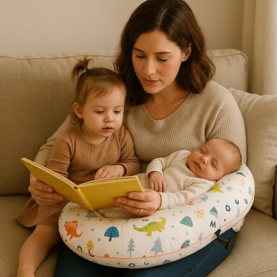Coussin d allaitement bébé dort maman raconte une histoire fillette