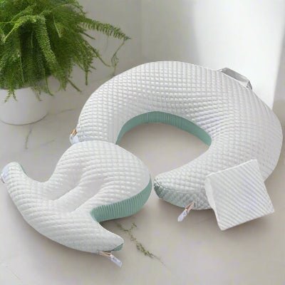 Coussin d'allaitement bleu et blanc