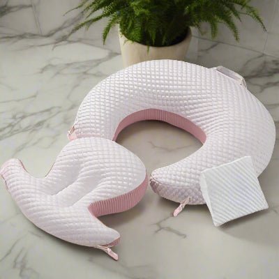 coussin d'allaitement blanc et rose