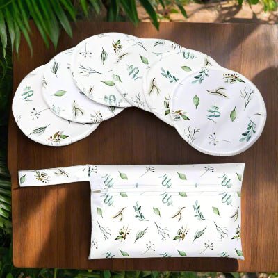 coussinet allaitement fond blanc feuilles verte