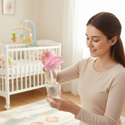 Boite doseuse lait en poudre rose maman 