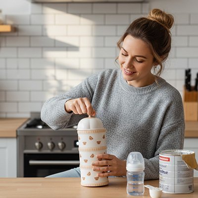 Boite doseuse lait ours maman prépare