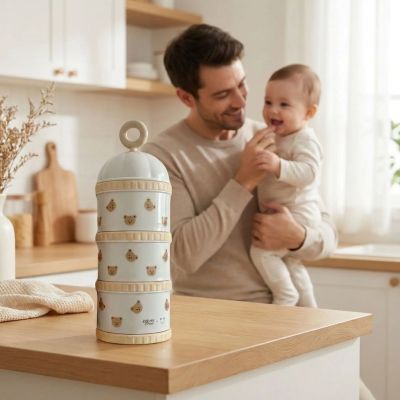 boîte doseuse lait ours papa et bébé