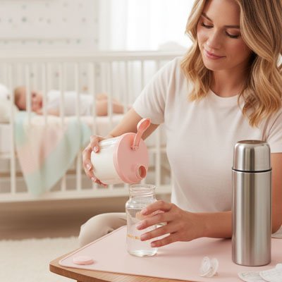 Boite doseuse lait rose maman