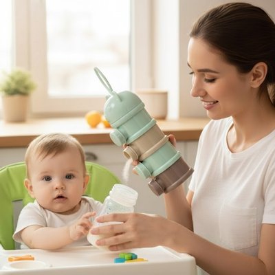 Boite doseuse lait vert maman bébé 