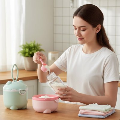 Boites doseuse lait maman cuisine prépare biberon