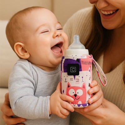 Chauffe biberon portable​ dans mains bébé