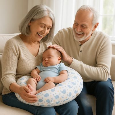 coussin allaitement bébé dort avec grand-parents