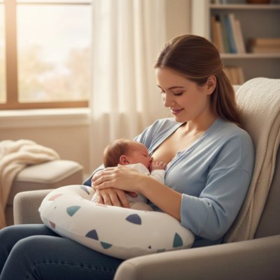 Coussin d'allaitement triangle bébé au sein