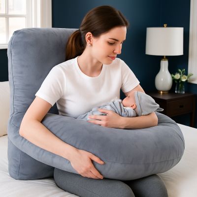 coussin grossesse maman assit avec bébé
