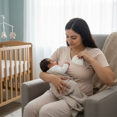 coussinet d'allaitement maman bébé chambre