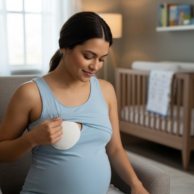 coussinet d'allaitement maman camisole bleue