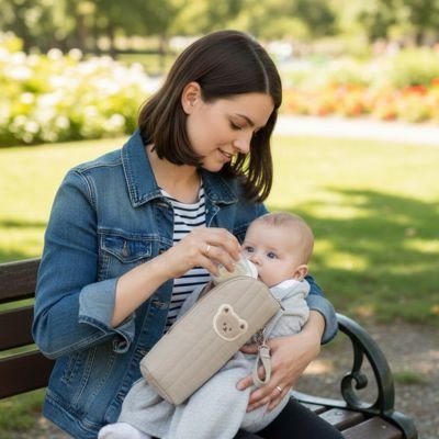 Porte biberon maman bébé extérieur