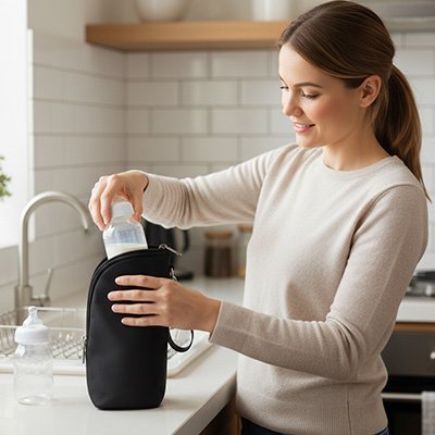 Porte biberon noir maman range biberon