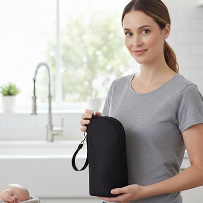 Porte biberon noir maman présente
