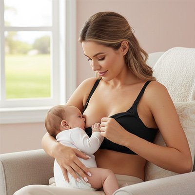 Soutien gorge allaitement noir maman bébé