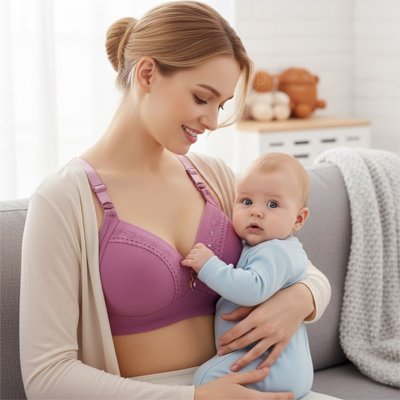Soutien gorge allaitement  mauve bébé maman