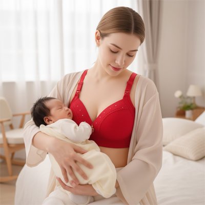 Soutien gorge allaitement rouge maman petit bébé