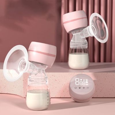 tire lait électrique vue 2 bouteilles rose