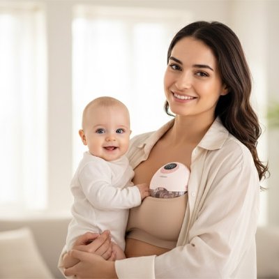 Tire lait portable maman bébé souri